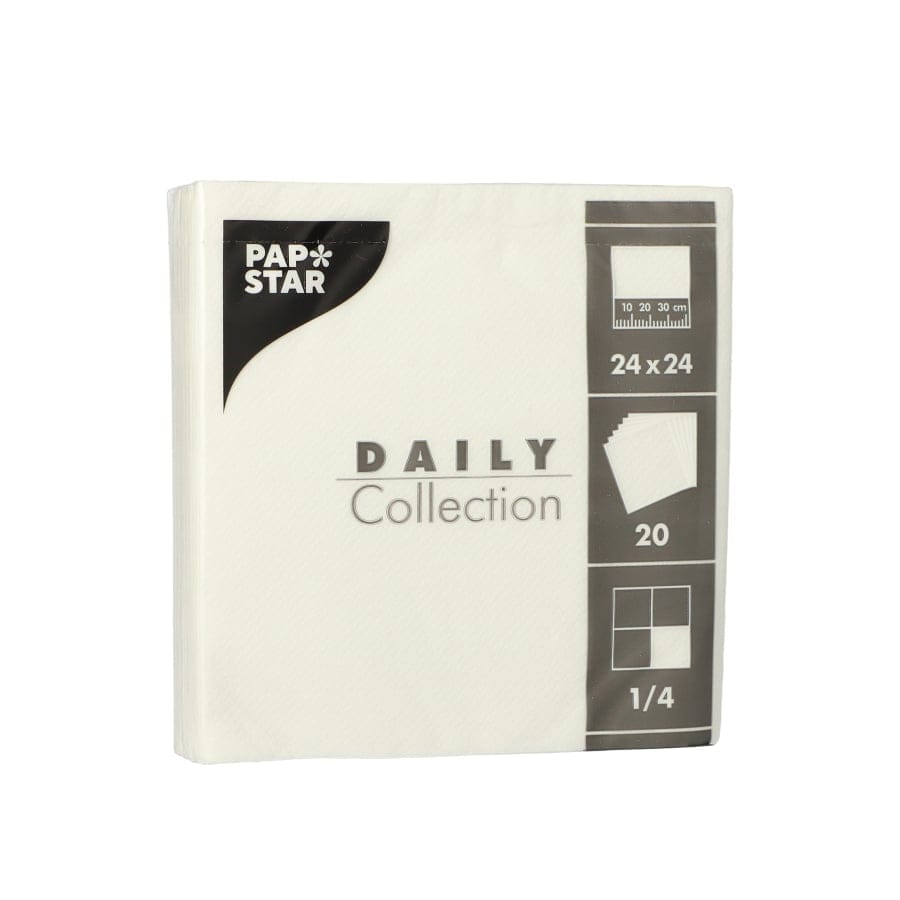Papstar DAILY Collection Servietten, 24x24 cm, 1/4 Falz, weiß