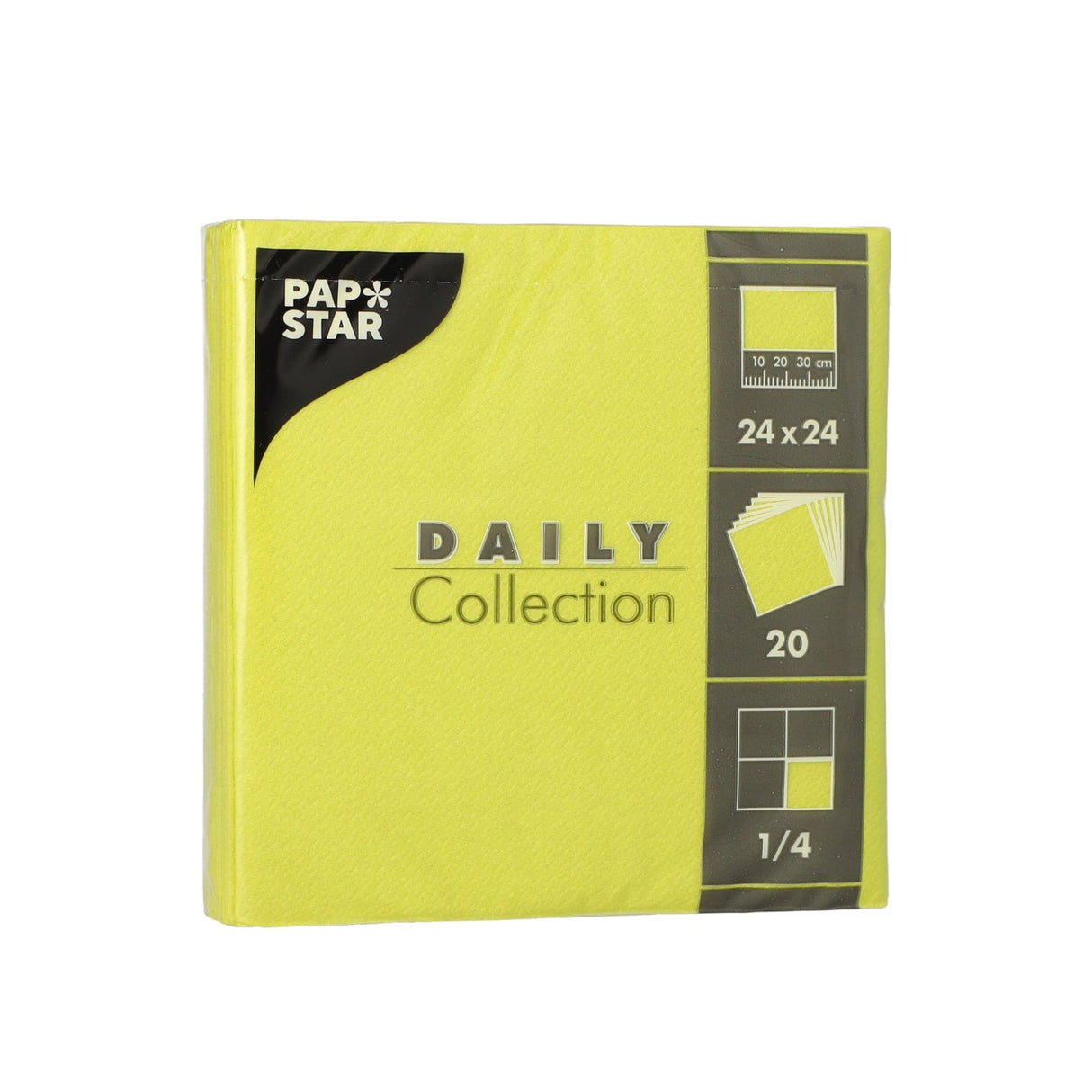 Papstar DAILY Collection Servietten, 24x24 cm, 1/4, limonengrün 1 Karton (20 Packungen × 20 Stück)