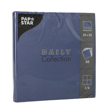 Papstar DAILY Collection Servietten, 32x32 cm, 1/4, dunkelblau 1 Karton (15 Packungen × 20 Stück)