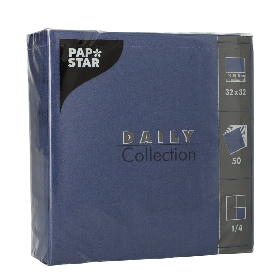 Papstar DAILY Collection Servietten, 32x32 cm, 1/4, dunkelblau
