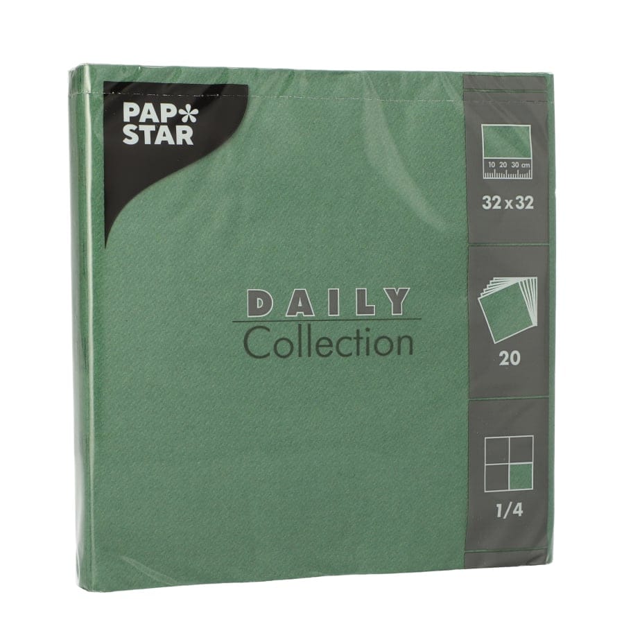 Papstar DAILY Collection Servietten, 32x32 cm, 1/4, dunkelgrün