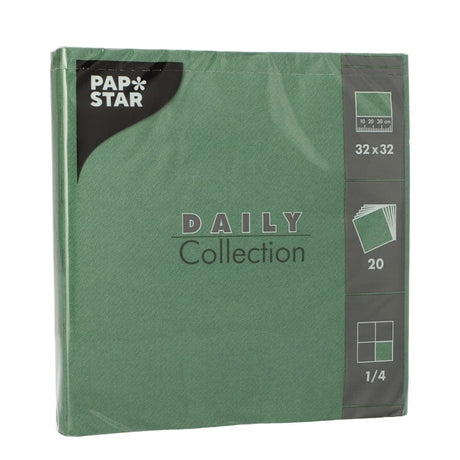 Papstar DAILY Collection Servietten, 32x32 cm, 1/4, dunkelgrün