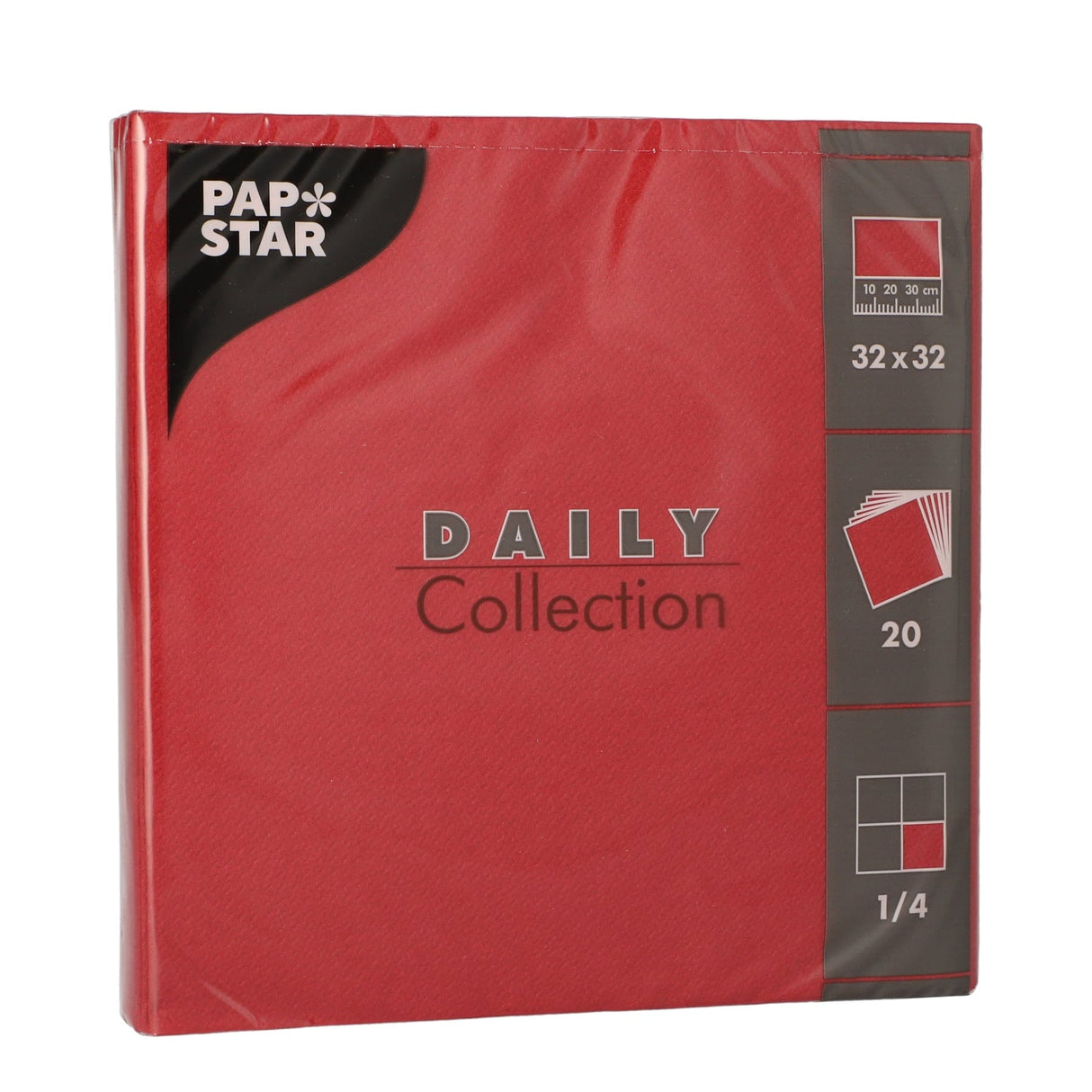 Papstar DAILY Collection Servietten, 32x32 cm, 1/4 Falz, bordeaux 1 Karton (15 Packungen × 20 Stück)