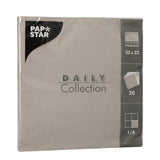 Papstar DAILY Collection Servietten, 32x32 cm, 1/4 Falz, grau 1 Karton (15 Packungen × 20 Stück)