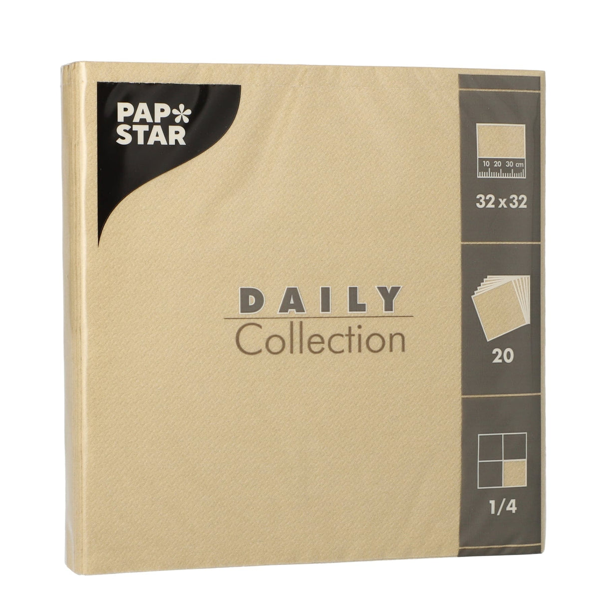 Papstar DAILY Collection Servietten, 32x32 cm, 1/4 Falz, sand 1 Karton (15 Packungen × 20 Stück)