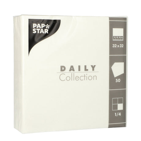 Papstar DAILY Collection Servietten, 32x32 cm, 1/4 Falz, weiß 1 Karton (14 Packungen × 50 Stück)