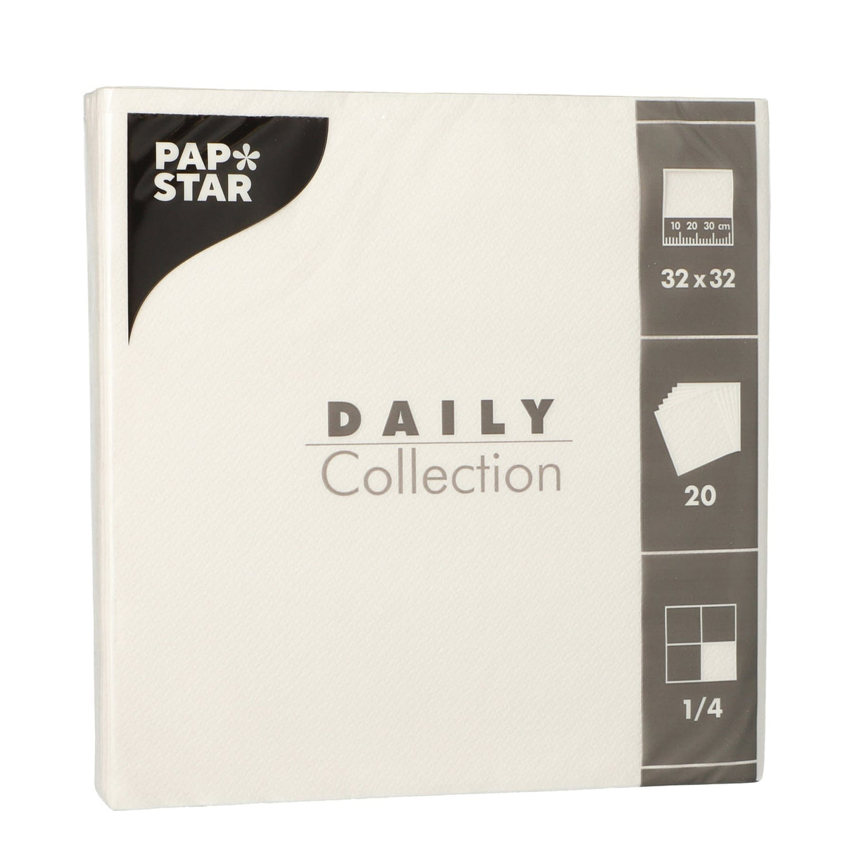 Papstar DAILY Collection Servietten, 32x32 cm, 1/4 Falz, weiß 1 Karton (15 Packungen × 20 Stück)