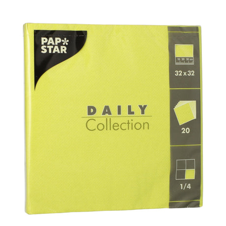 Papstar DAILY Collection Servietten, 32x32 cm, 1/4, limonengrün 1 Karton (15 Packungen × 20 Stück)