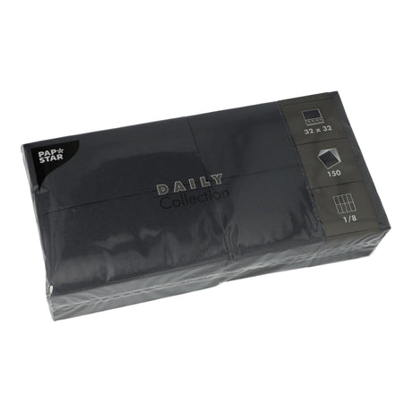 Papstar DAILY Collection Servietten, 32x32 cm, 1/8 Falz, schwarz