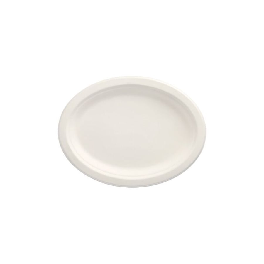 Papstar Einwegteller, Zuckerrohr, oval 26 x 20 cm, stabil