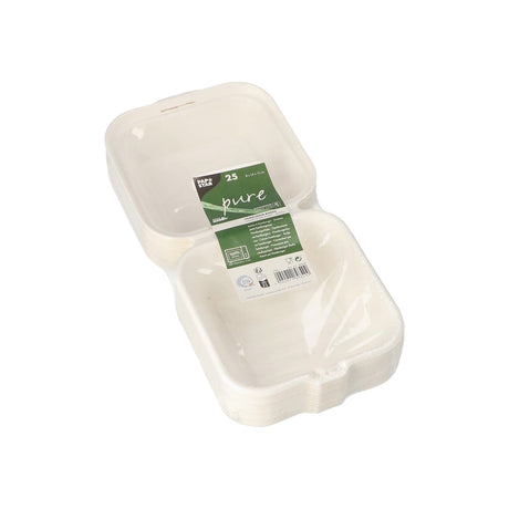 Papstar Hamburger Boxen pure, Zuckerrohr 1 Karton (5 Packungen × 25 Stück)