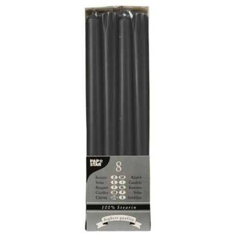 Papstar Leuchterkerzen aus 100 % Stearin 1 Packung (8 Stück), Grau