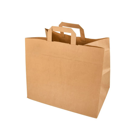 Papstar Papiertüten mit Tragegriff, 27 cm x 32 cm x 17 cm, braun
