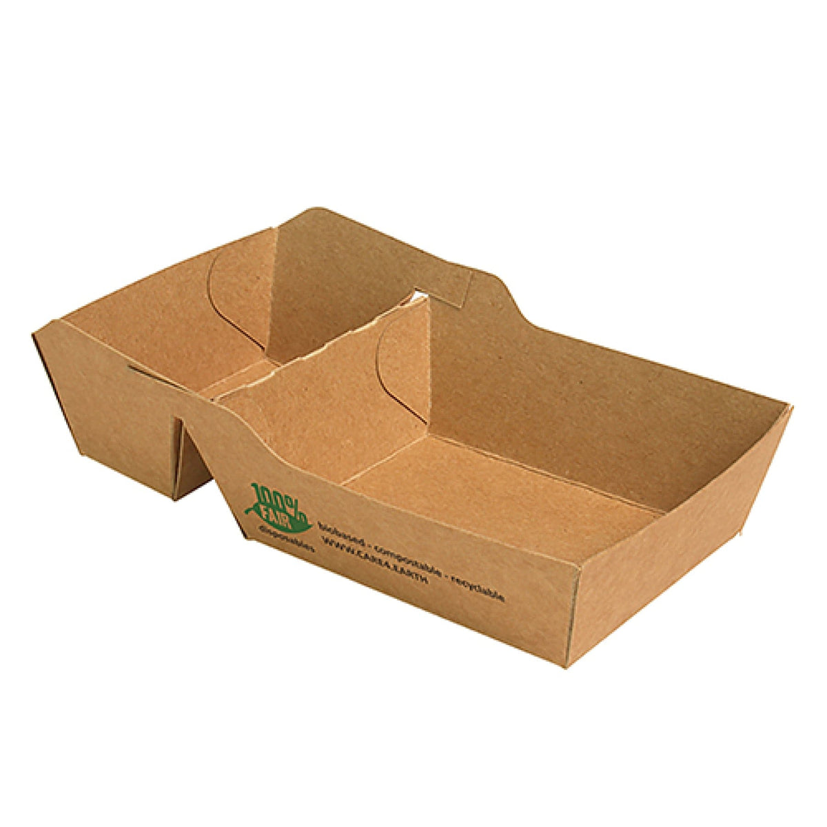 Papstar Pure „100% Fair“ Pommes-Frites-Trays aus Pappe, 2-geteilt 1 Packung (80 Stück), Klein