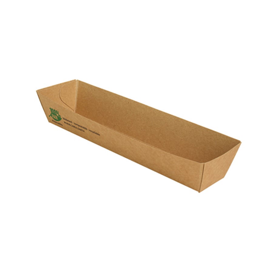 Papstar Pure „100% Fair“ Snacktrays, Pappe 1 Packung (80 Stück), 3,5 x 18,5 x 3 cm