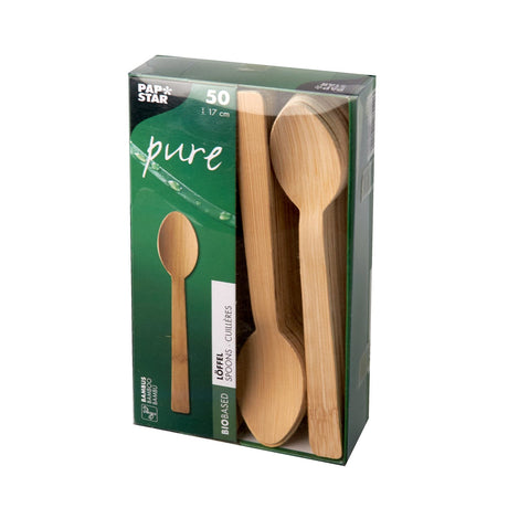 Papstar Pure Bambus Löffel, 17 cm 1 Karton (20 Packungen × 50 Stück)