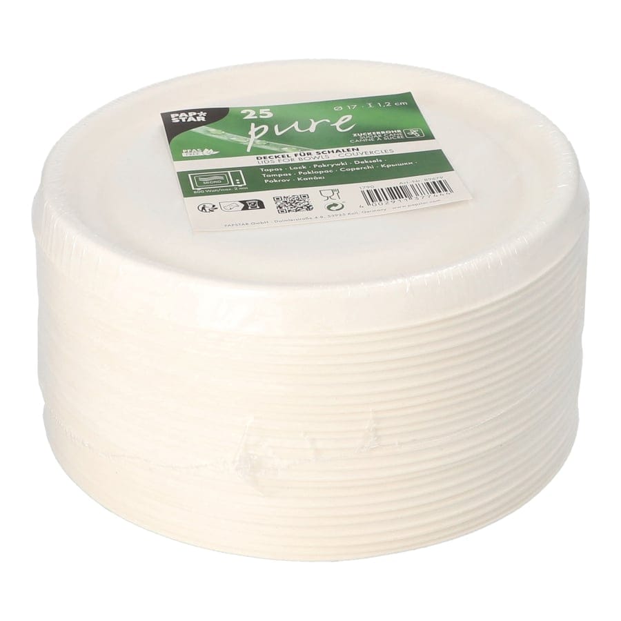Papstar Pure Deckel Zuckerrohr Ø 17 cm, umweltfreundlich