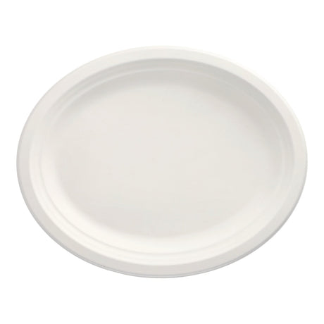 Papstar Pure Einwegteller, Zuckerrohr, oval 32 x 25,5 cm 1 Packung (50 Stück)