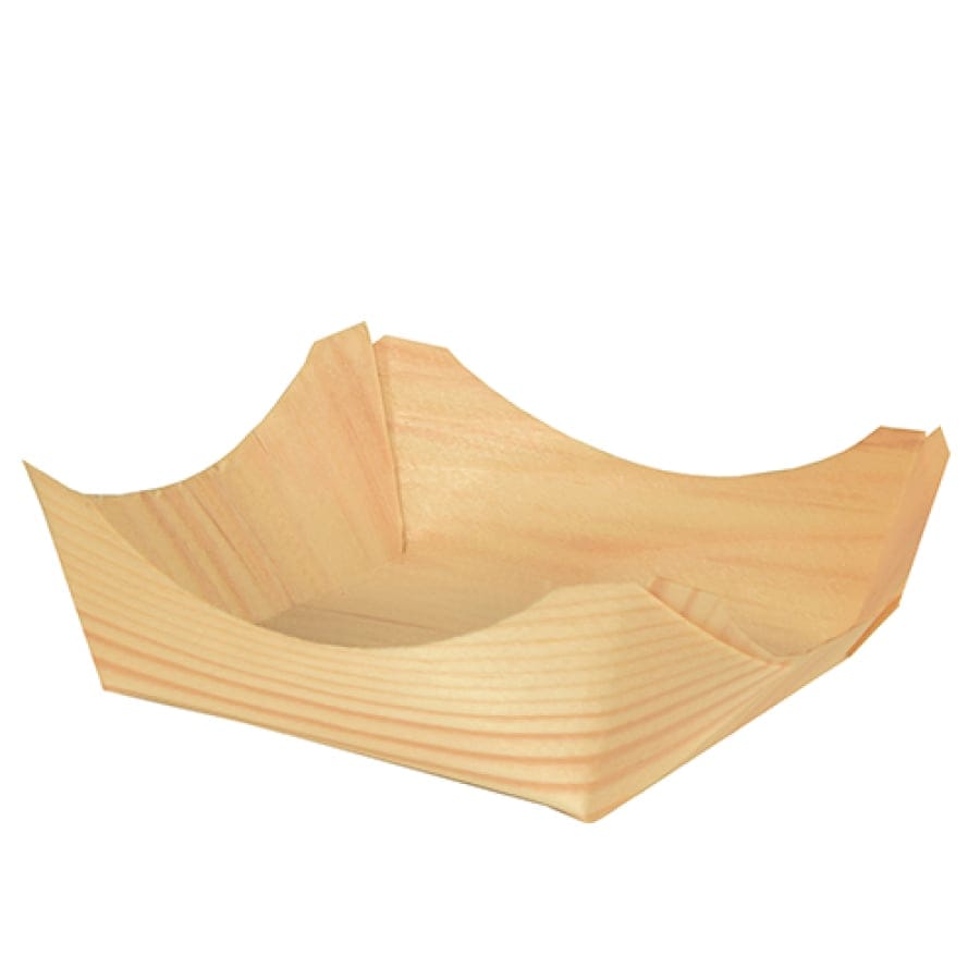 Papstar Pure Fingerfood-Schalen Holz eckig 1 Packung (50 Stück), 10 x 10 x 3,5 cm