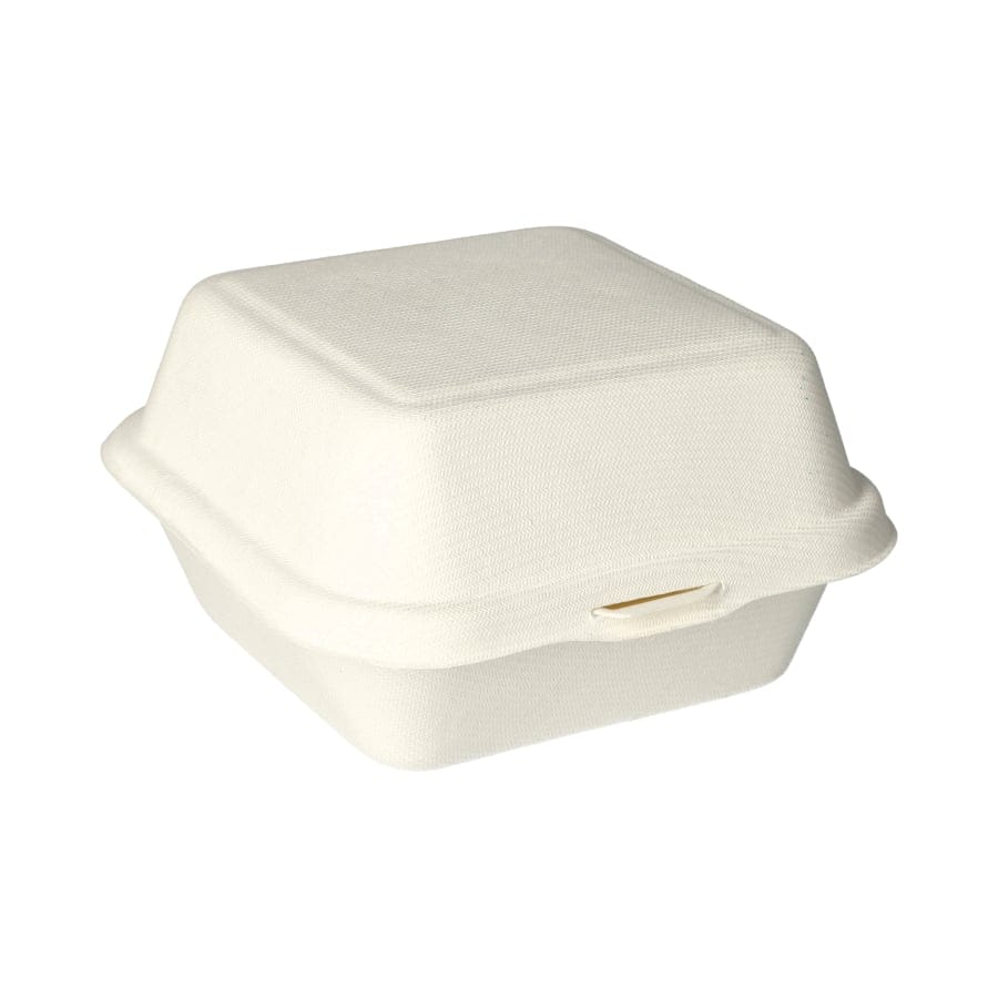 Papstar Pure Hamburger-Boxen, Zuckerrohr, mikrowellengeeignet