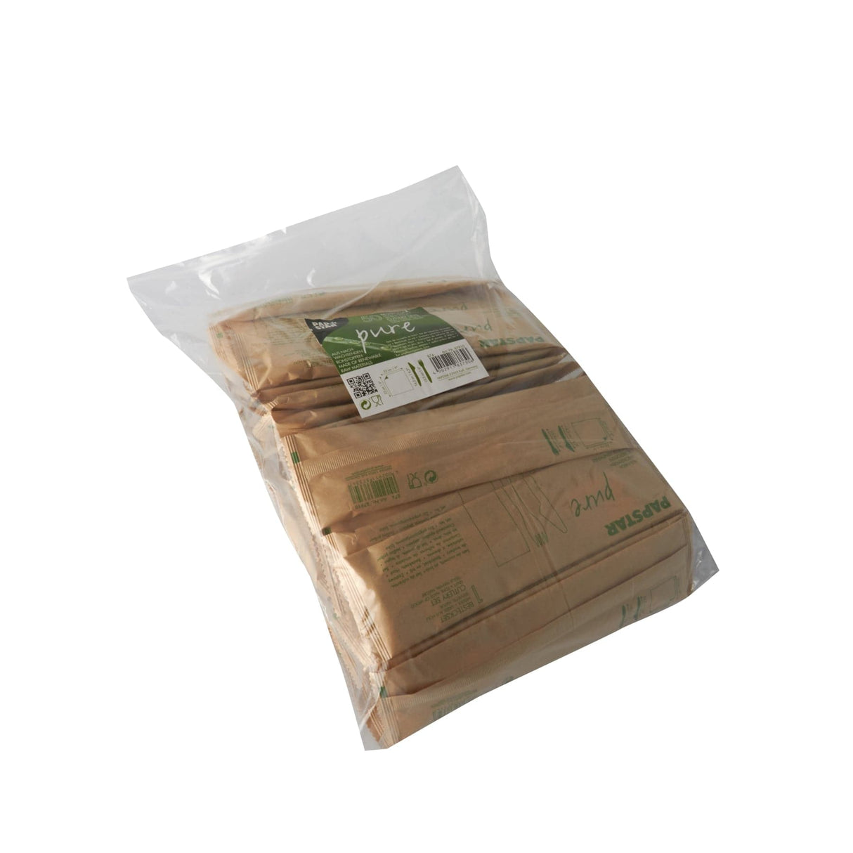 Papstar Pure Holz Besteckset, 3-teilig 1 Karton (10 Packungen × 50 Sets)
