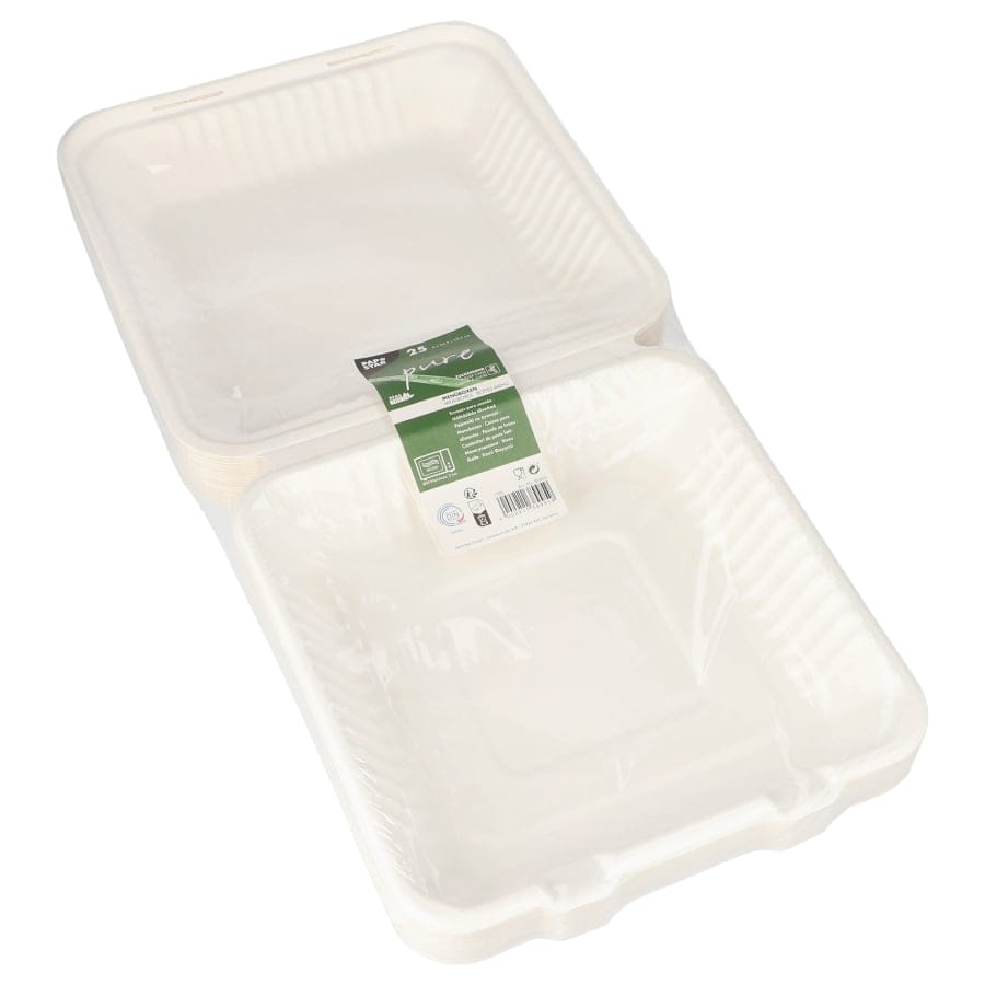 Papstar Pure Menüboxen ungeteilt, Zuckerrohr, weiß