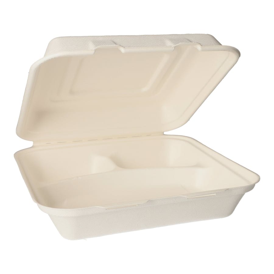 Papstar Pure Menüboxen, Zuckerrohr, 3-geteilt, 300 Stück