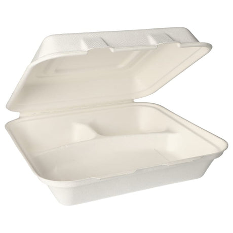 Papstar Pure Menüboxen, Zuckerrohr, 3-geteilt