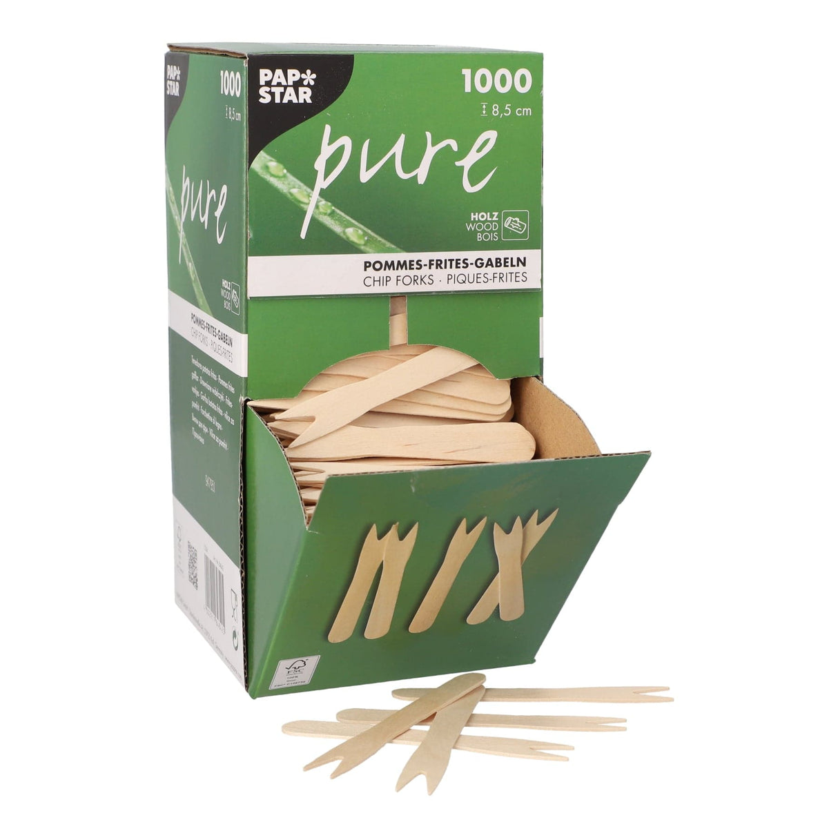 Papstar Pure Pommes-Gabeln, Holz