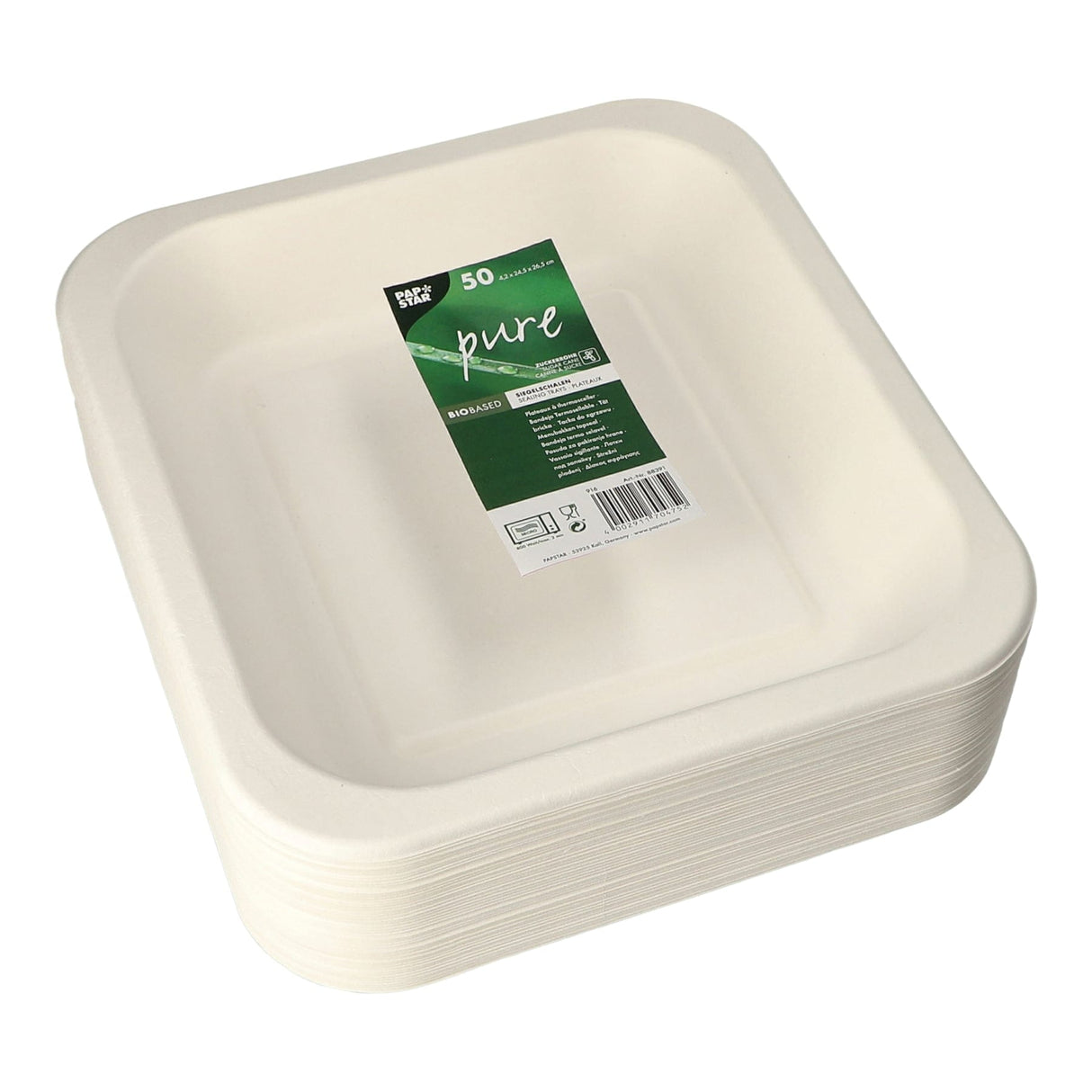 PAPSTAR Pure Siegelschalen Zuckerrohr-Schale, 1150 ml, ungeteilt