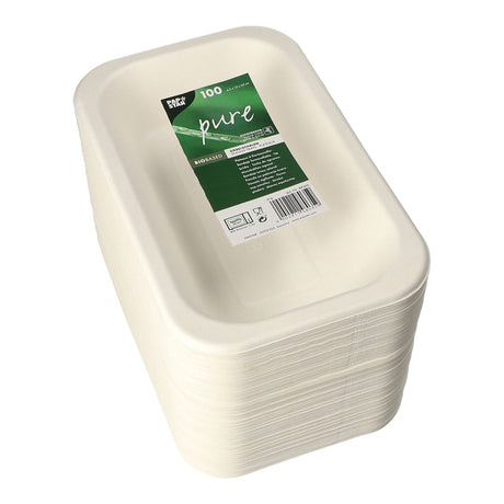 PAPSTAR Pure Siegelschalen Zuckerrohr-Schale, 750 ml, ungeteilt