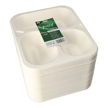 PAPSTAR Pure Siegelschalen Zuckerrohr-Schale, 925 ml, 3-geteilt