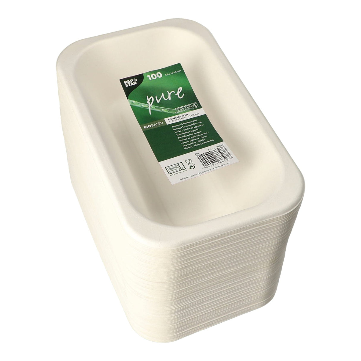 PAPSTAR Pure Siegelschalen Zuckerrohr-Schale, 950 ml, ungeteilt