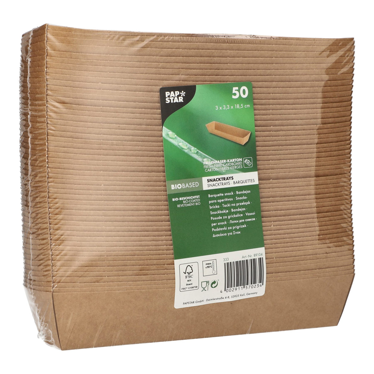 Papstar Pure Snacktrays aus Pappe, braun, 50 Stück