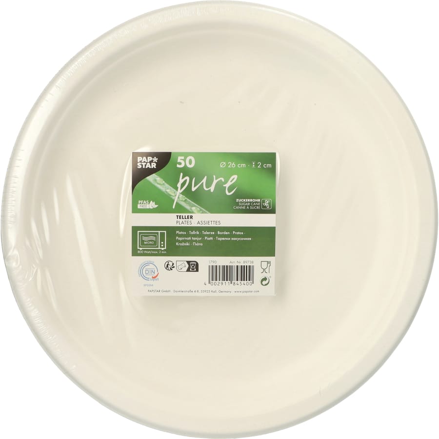 Papstar Pure Teller Zuckerrohr, 26 x 2  cm
