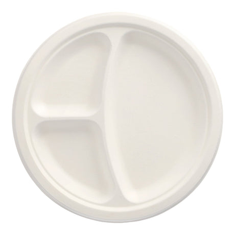 Papstar Pure Teller, Zuckerrohr, 3-geteilt 1 Packung (12 Stück)