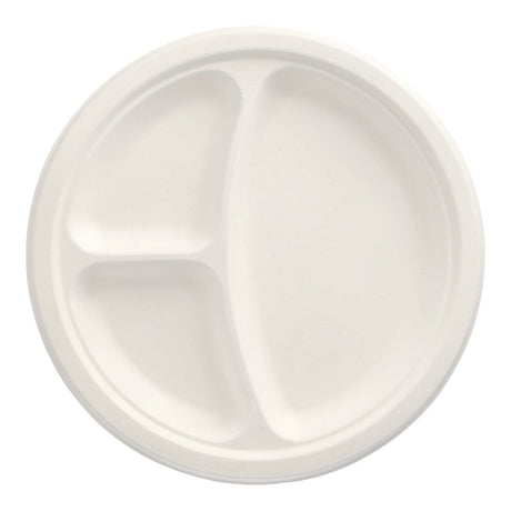 Papstar Pure Teller, Zuckerrohr, 3-geteilt 1 Packung (50 Stück)