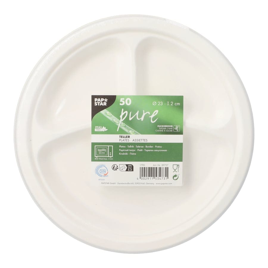 Papstar Pure Teller Zuckerrohr, 3-geteilt