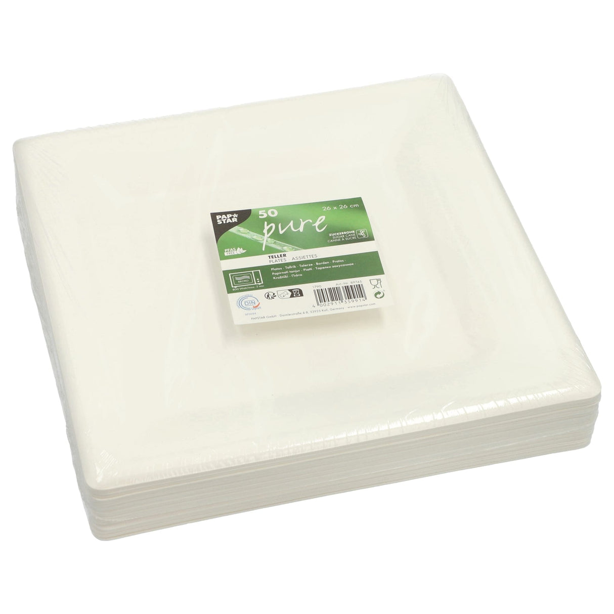 Papstar Pure Teller, Zuckerrohr, eckig