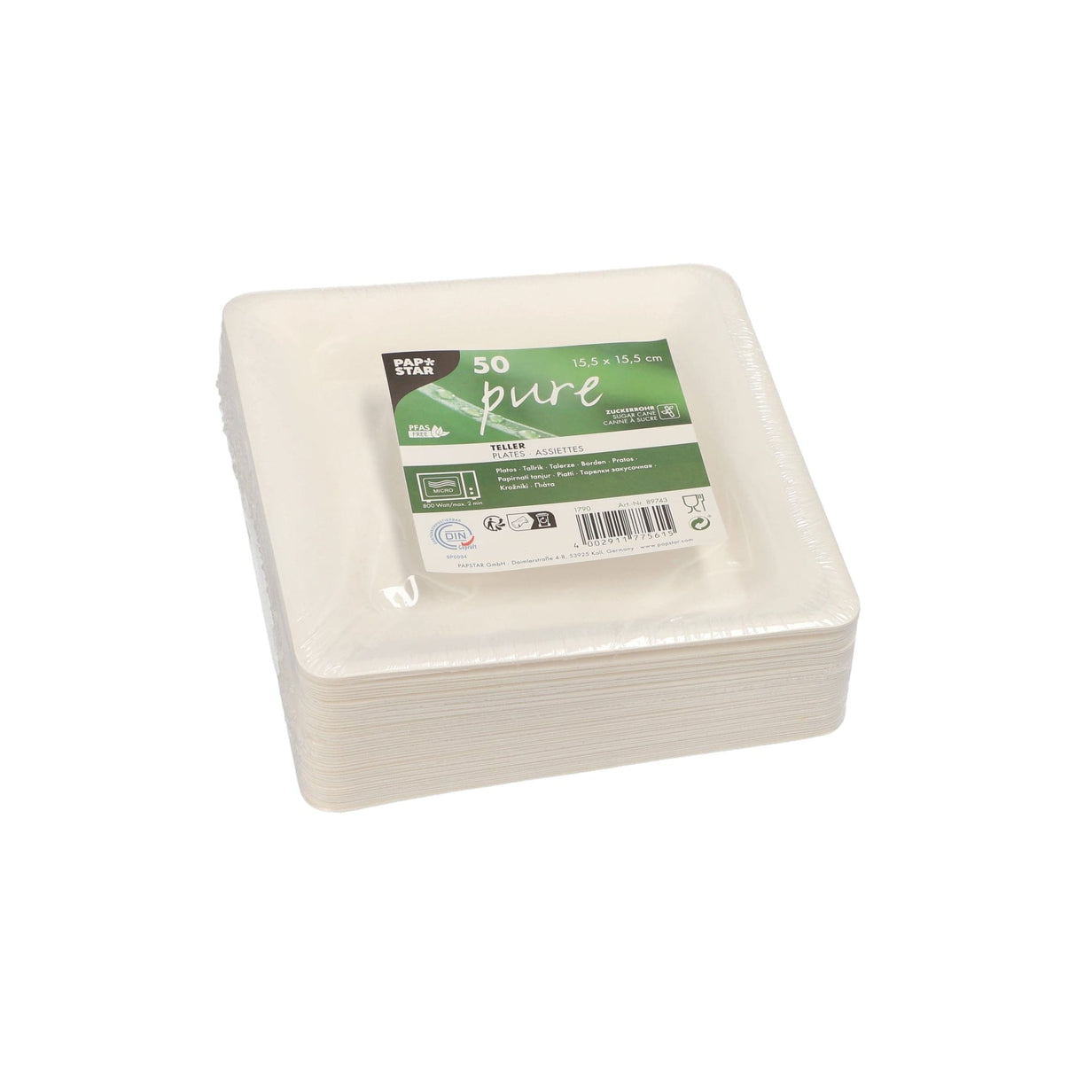 Papstar Pure Teller, Zuckerrohr, eckig