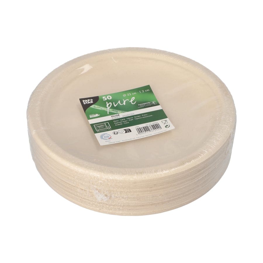 Papstar Pure Teller, Zuckerrohr, Ø 23 cm