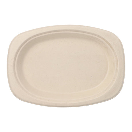 Papstar Pure Teller, Zuckerrohr, oval 23 x 16 cm 1 Packung (50 Stück), Natur