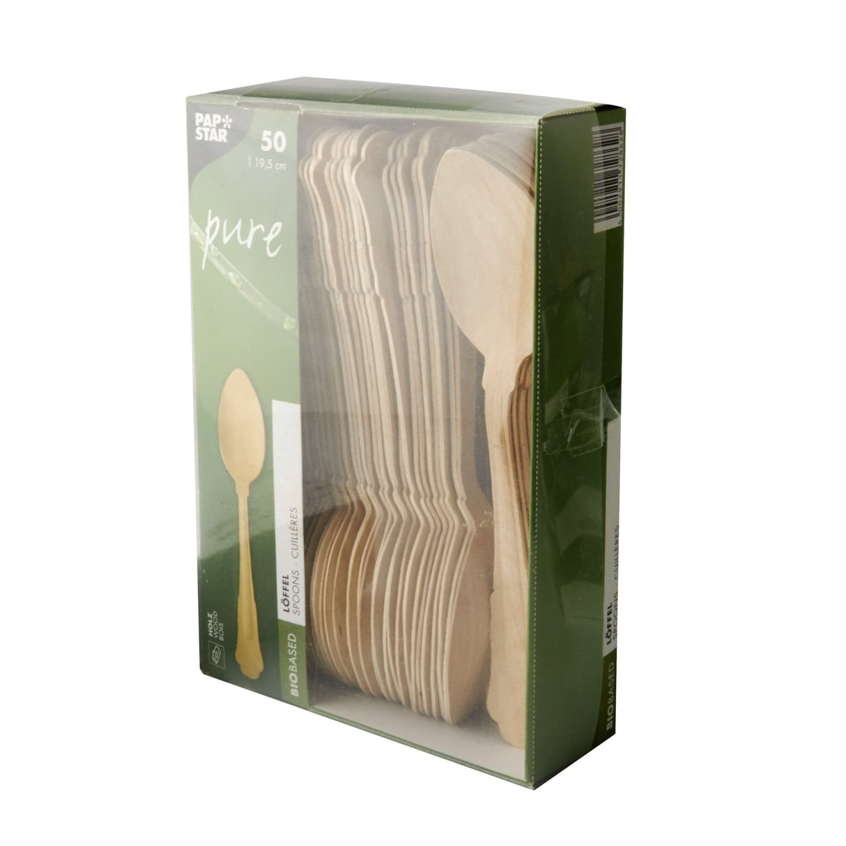 Papstar Pure Vintage Holz Löffel 1 Karton (10 Packungen × 50 Stück)