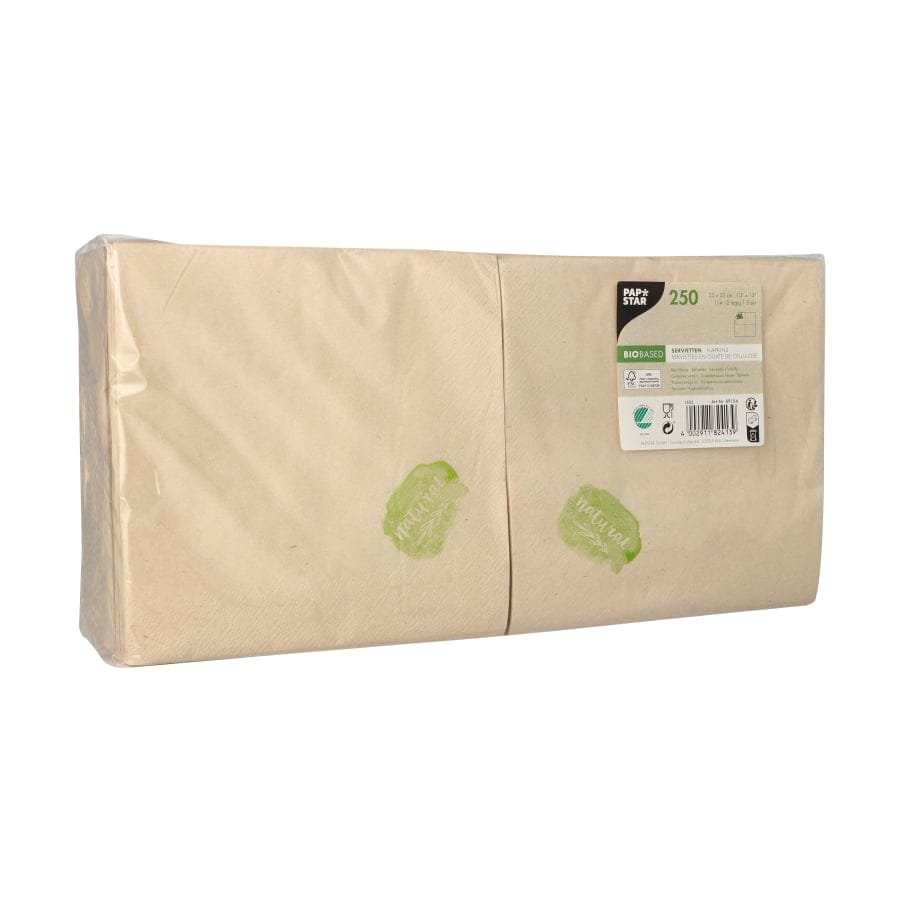 Papstar Servietten natur ungebleicht, 1/4 Falz, 2-lagig