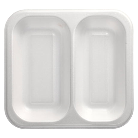 PAPSTAR Take away, Siegelschalen, 1250 ml, 2-geteilt 1 Karton (4 Packungen × 50 Stück), Weiß