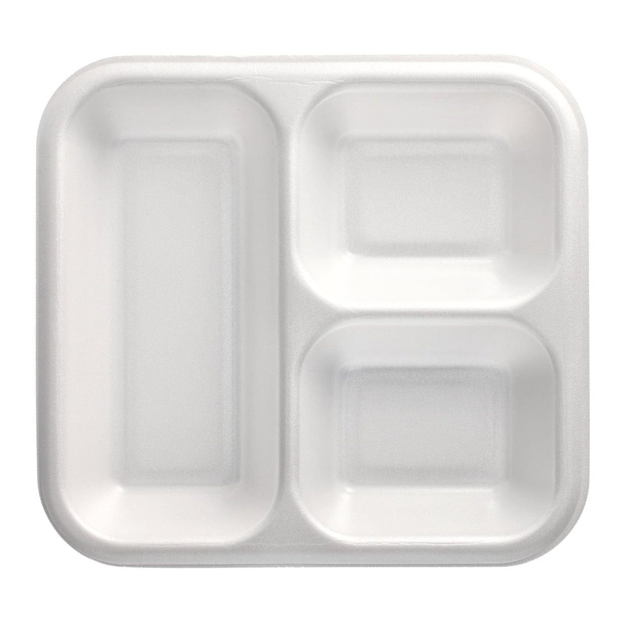 PAPSTAR Take away, Siegelschalen, 1350 ml, 3-geteilt 1 Karton (4 Packungen × 50 Stück), Weiß