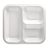 PAPSTAR Take away, Siegelschalen, 1350 ml, 3-geteilt 1 Karton (4 Packungen × 50 Stück), Weiß