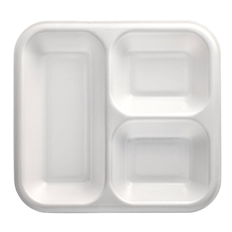 PAPSTAR Take away, Siegelschalen, 1350 ml, 3-geteilt 1 Karton (4 Packungen × 50 Stück), Weiß