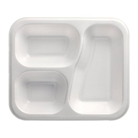 PAPSTAR Take away, Siegelschalen, 925 ml, 3-geteilt 1 Karton (6 Packungen × 100 Stück), Weiß