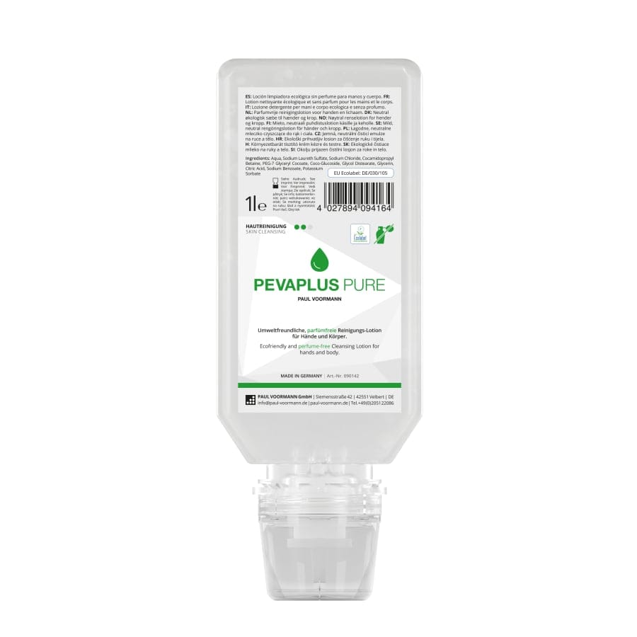 PEVAPLUS PURE Flüssigseife bei leichten Verschmutzungen 1 Liter (Softflasche)